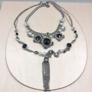 Curated bundle WHBM bejeweled statement look crystal necklaces.
